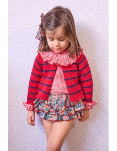 Conjunto camisa niña cuello volante y braguita roja BOUTIQUE LUNA