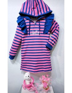Vestido Felpa con capucha y detalle de volantes